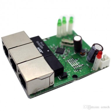 OEM 90degree RJ45 3 port ethernet switch module